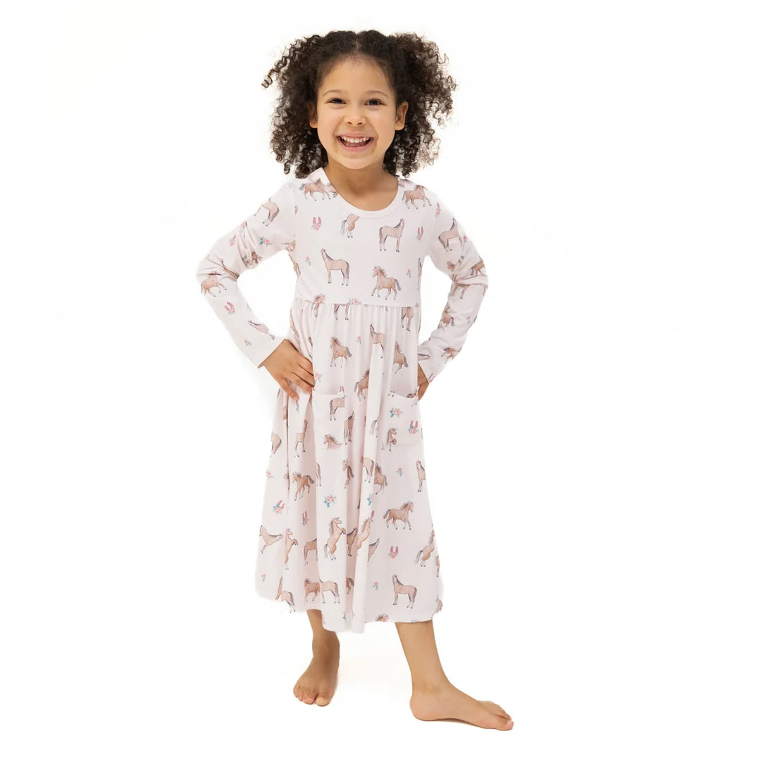 I Love Horses  Twirly Long Sleeve Dress