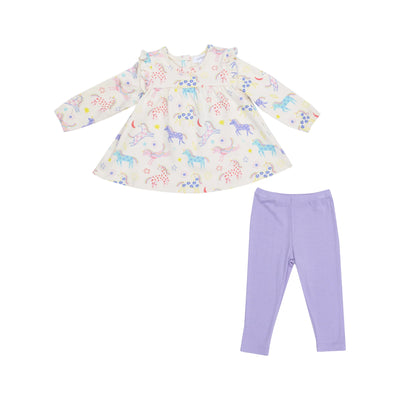 Fun Unicorns - Ruffle Top  Tunic & Rib Legging