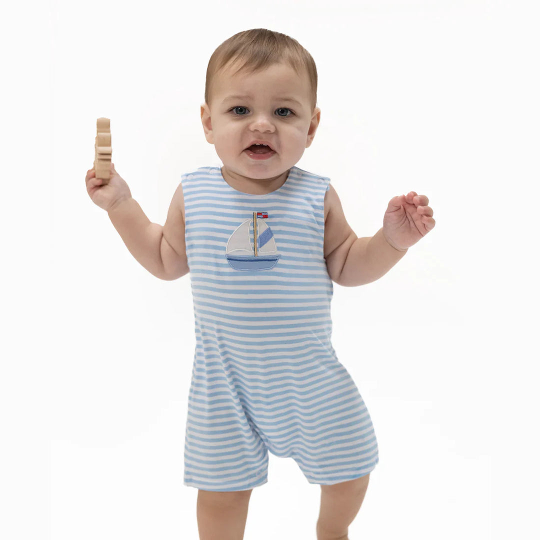 Bubbly Sailboat Stripe  Sleeveless Jon Jon