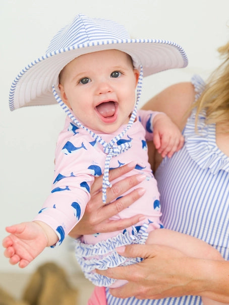 Pink Whale Friends LS One Piece Rash Guard Swimsuit
