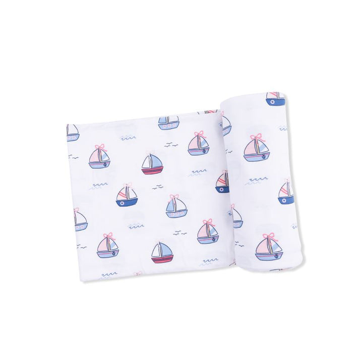 Swaddling Blanket | Bubbly Sailboats pink