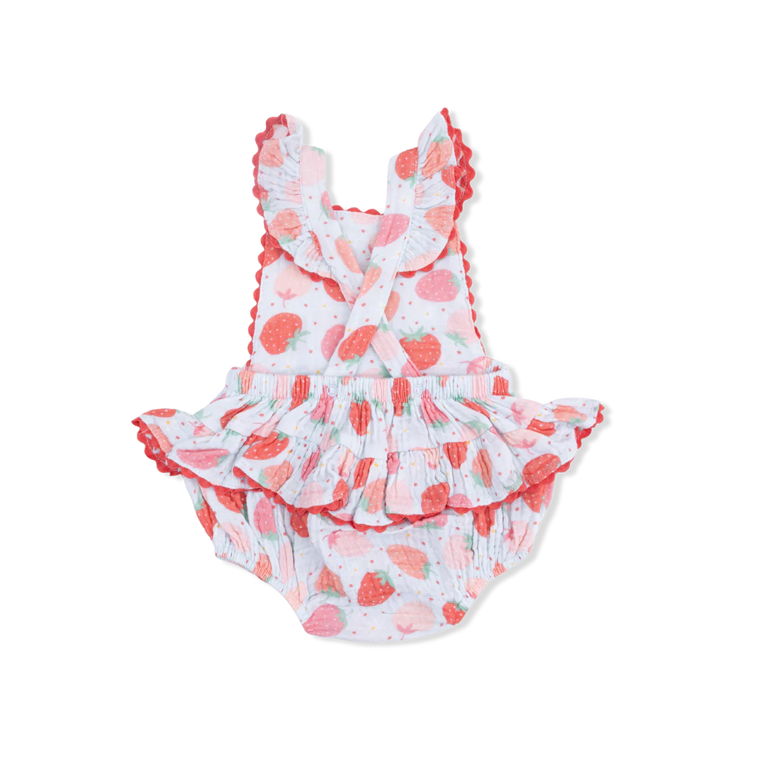 Strawberry Bliss  Ric Rac Ruffle Sunsuit