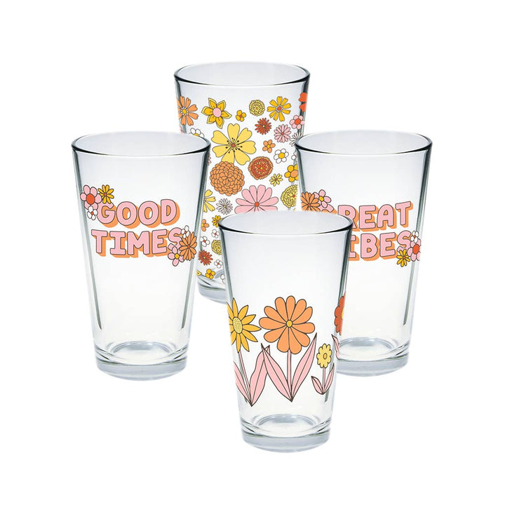 Flower Power Pint Glasses