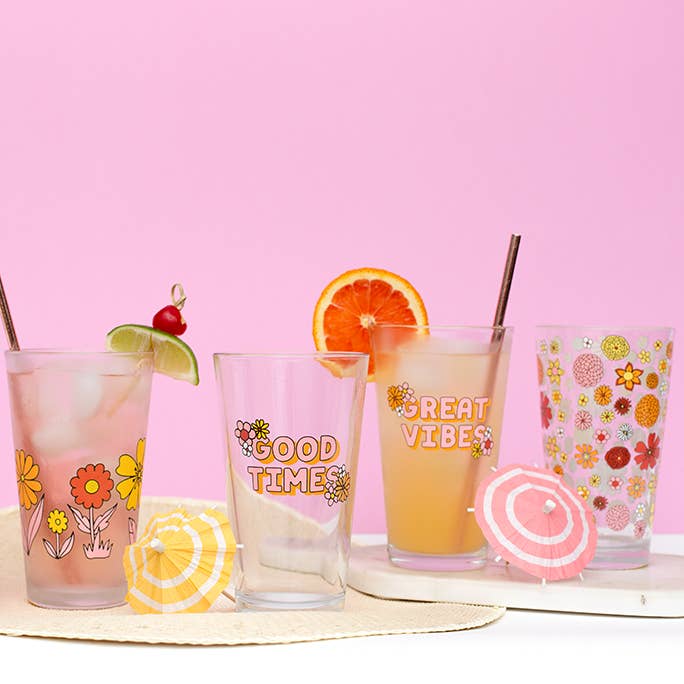 Flower Power Pint Glasses