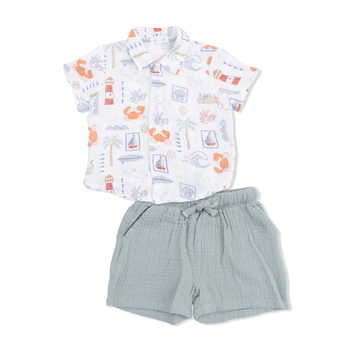 Club Mediterranean  Polo Button Up with Casual Short
