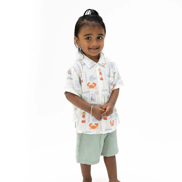 Club Mediterranean  Polo Button Up with Casual Short
