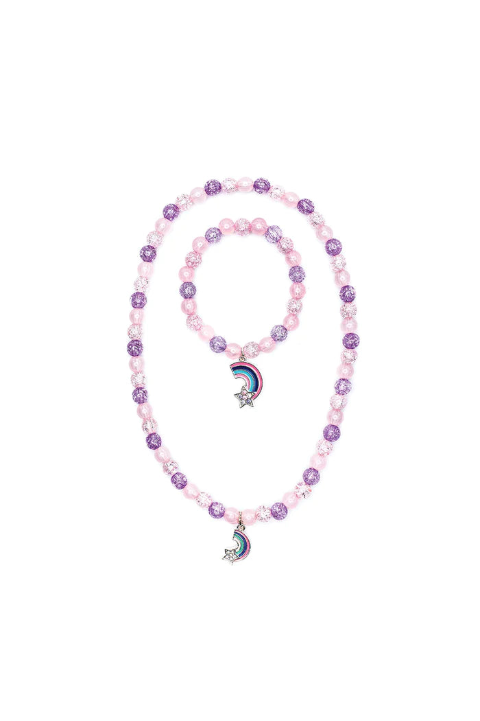 Purple Rainbow Necklace and Bracelet Set