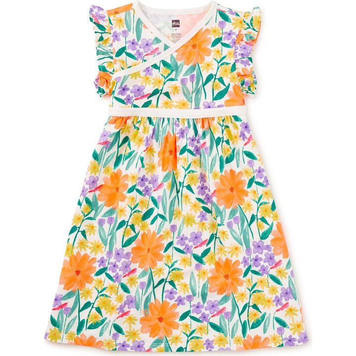 Wrap Neck Dress Watercolor Floral