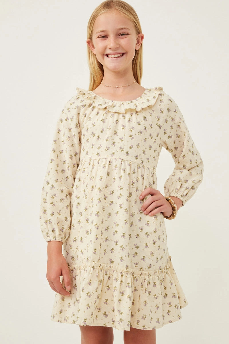 Tween Floral Print Ruffle Dress