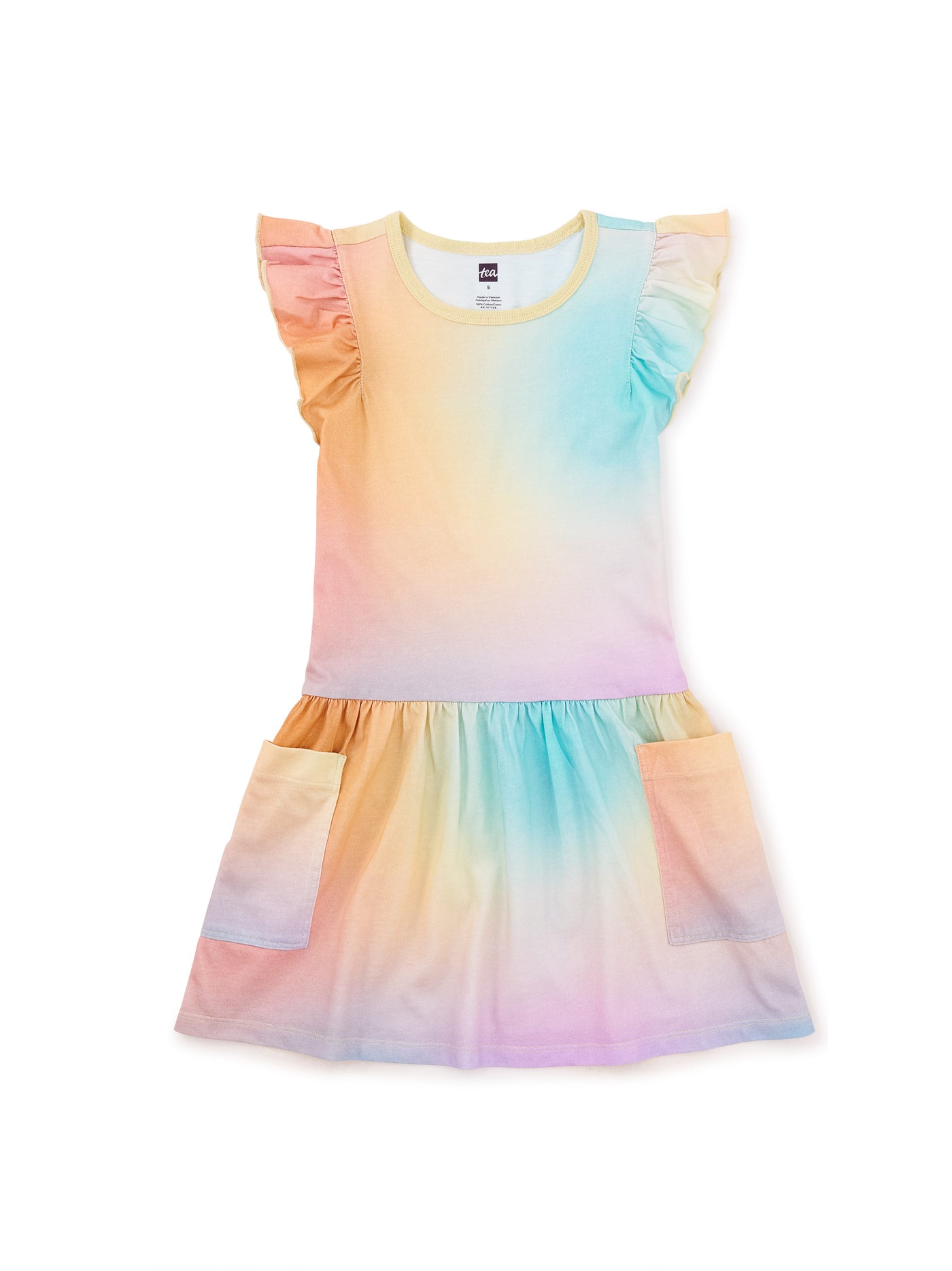 Flutter Sleeve Pocket Dress/Rainbow Gradient