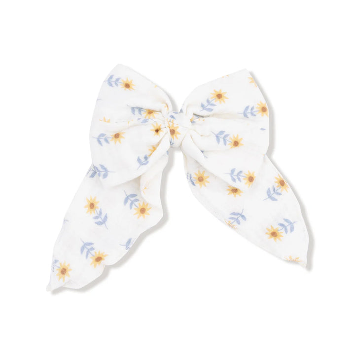 Western Sunflower Bow w/Tails Clip In