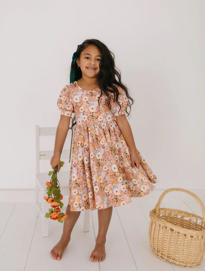 Puff Dress in Fall Flower Bouquet