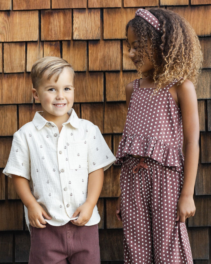 Collared Short Sleeve Shirt || Anchors