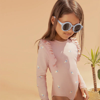 Popsicle Print Dusty Pink LS One-Piece Swimsuit