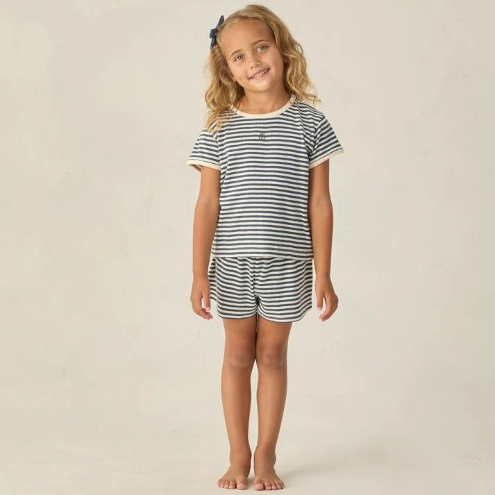 Pointelle Shorts Navy Stripe