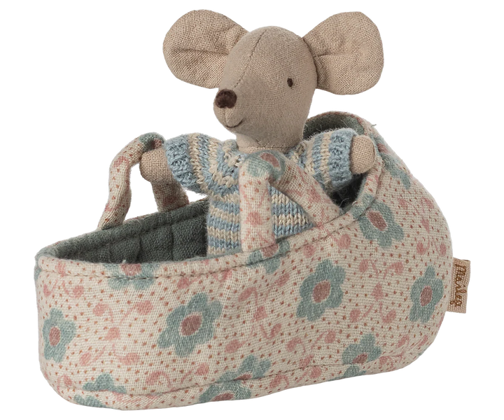Baby Mouse in Carry Cot, Blue