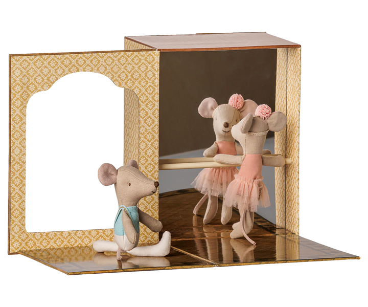 Ballet mice in dance studio, Little sister  and brother