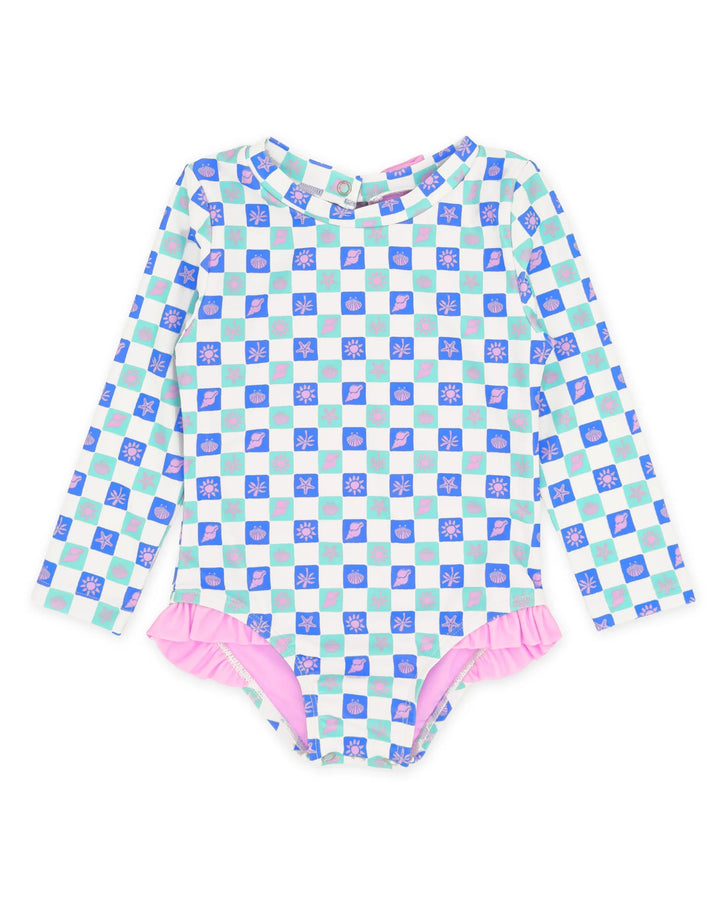 Coastal Cutie One-Piece Rashguard - Island Check
