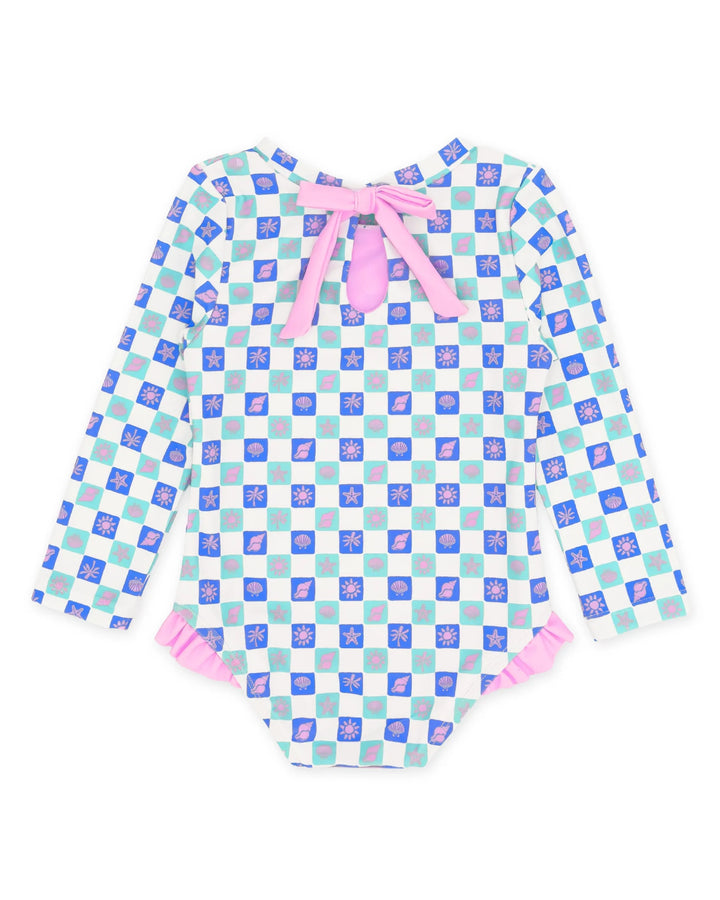 Coastal Cutie One-Piece Rashguard - Island Check