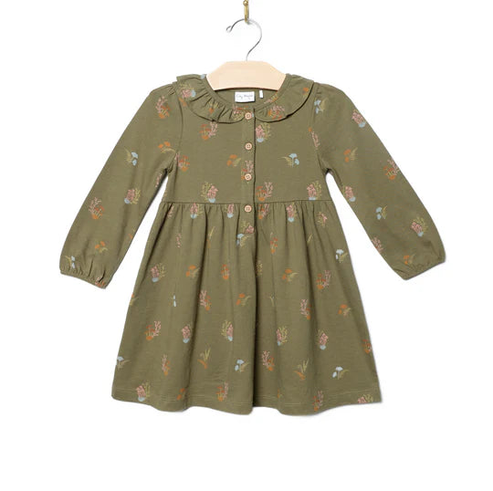 Frill Collar Dress- Lichen Mushrooms Heart of Gold Kids Frill Collar Dress- Lichen Mushrooms Heart of Gold Kids