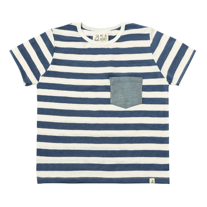 FOWEY BLUE/WHITE STRIPE POCKETED TEE