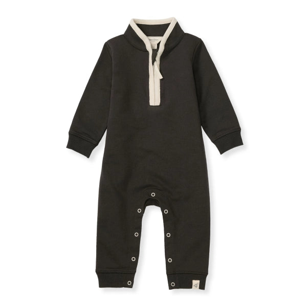 Quarter Zip Organic Baby Jumpsuit | Ash