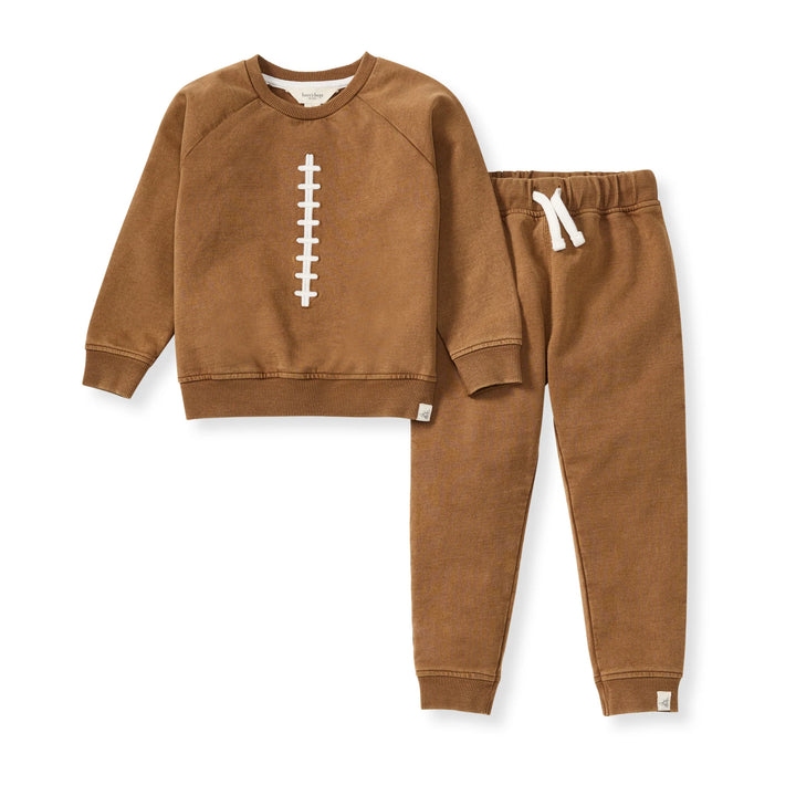 Acid Wash Football Infant Sweatshirt Set -Hunter