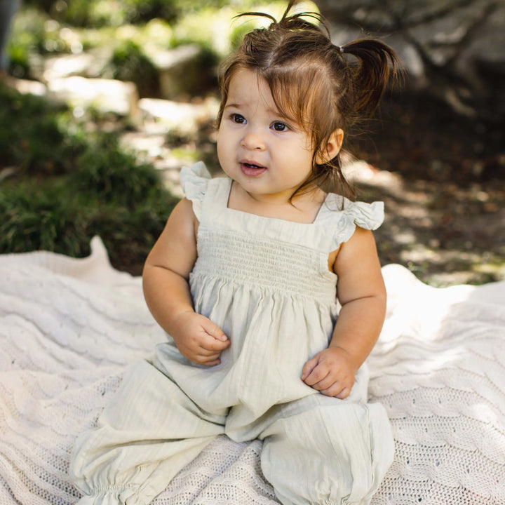 Seersucker Organic Baby Girl Jumpsuit
