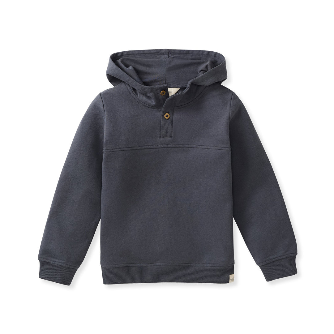Button Placket Organic Cotton Hoodie