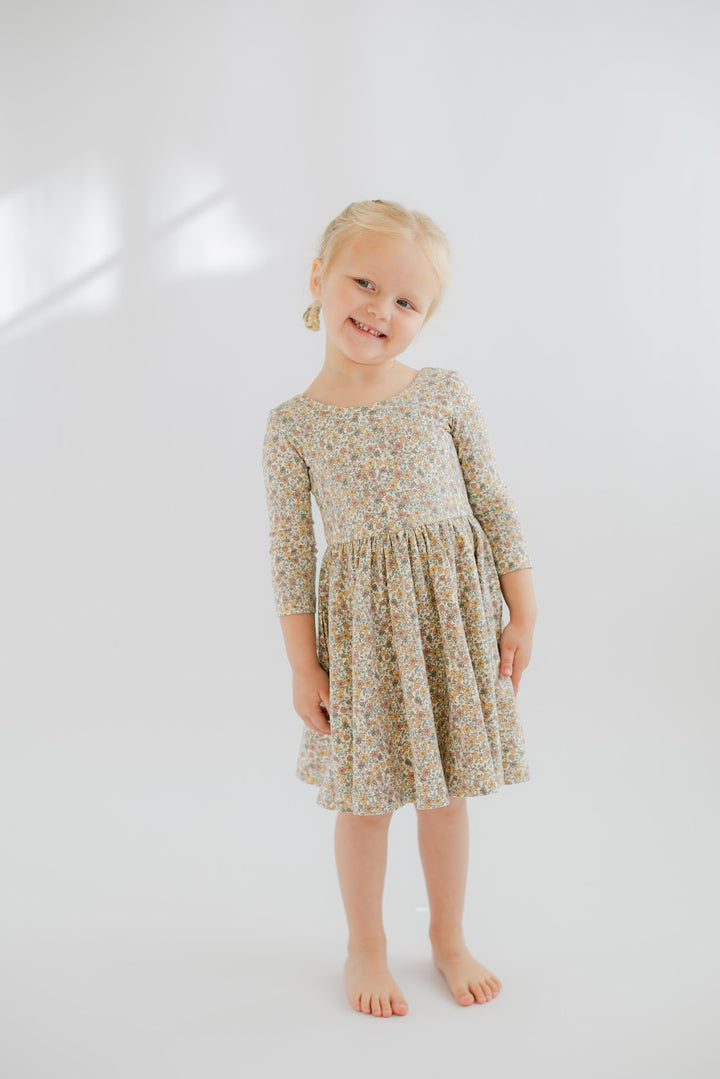 Bella Brown Floral Twirl Dress