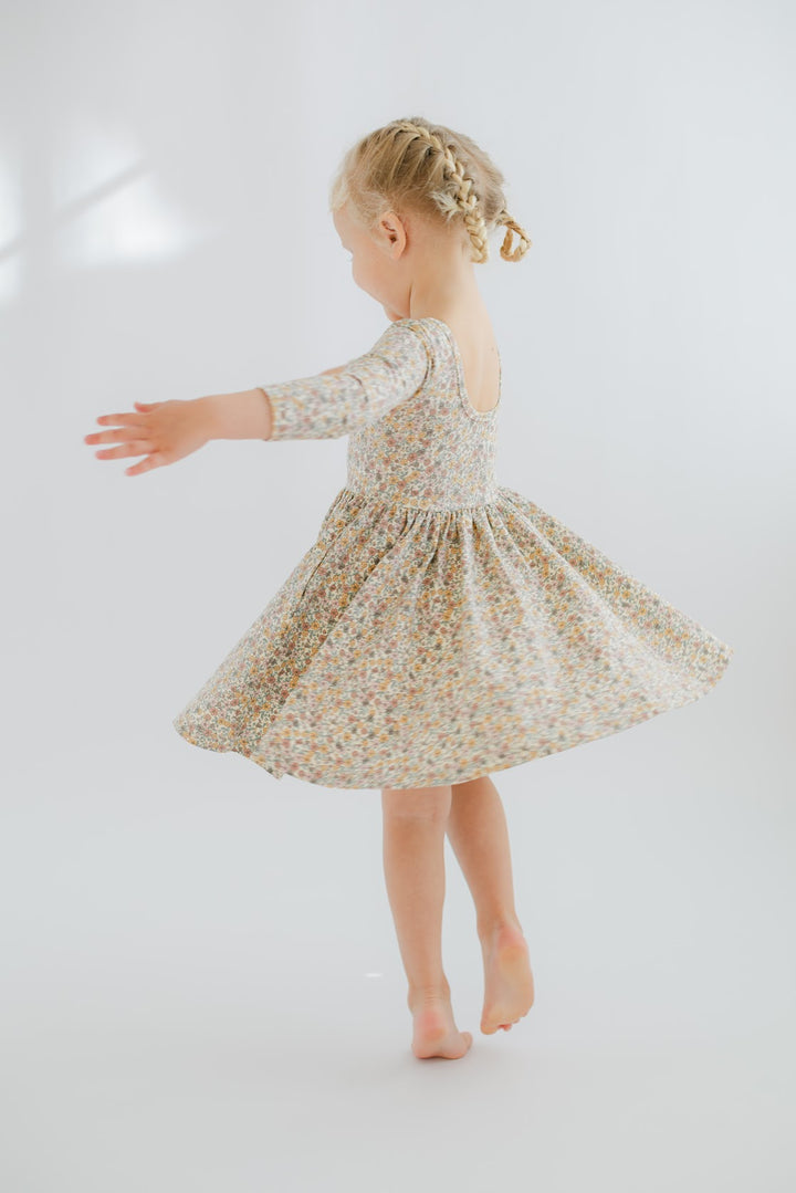 Bella Brown Floral Twirl Dress