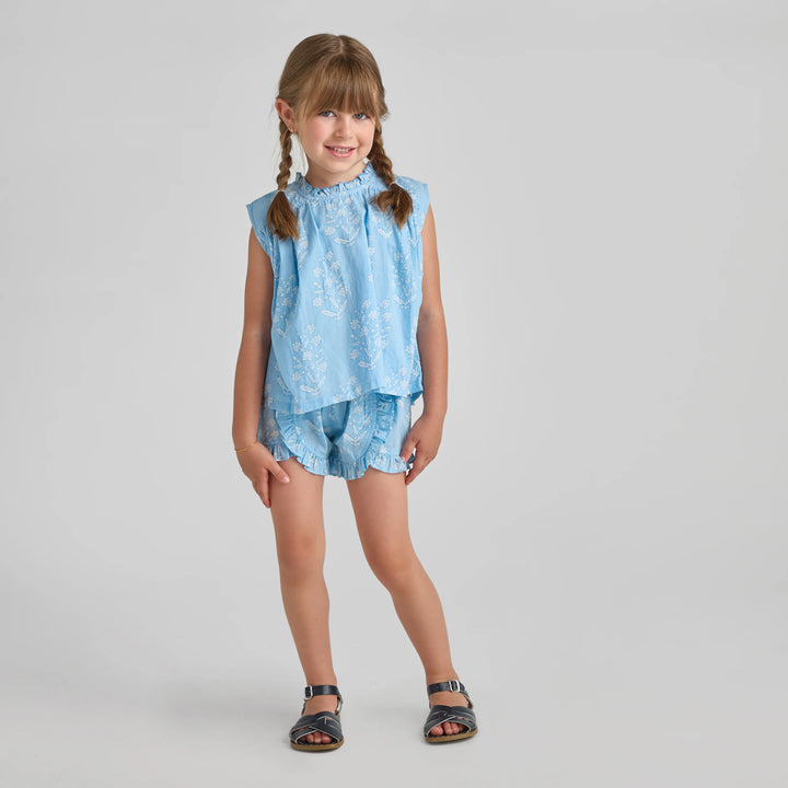 Millie Ruffle Short/Blue Dewdrop