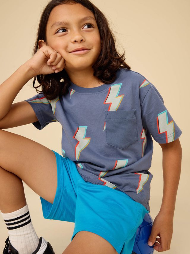 Printed Pocket Tee|Lightning Bolts
