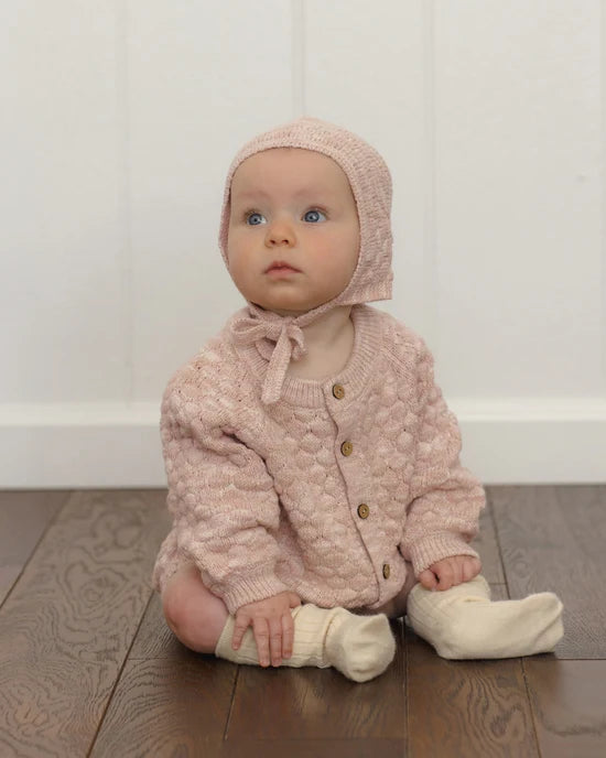 Bubble Knit Cardigan Dusty Rose Speckle