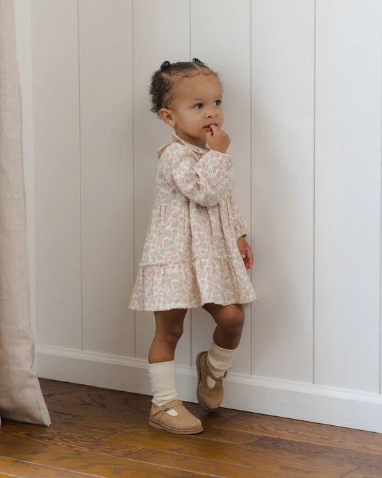 Ruffle Collar Button Dress || Pink Blossom