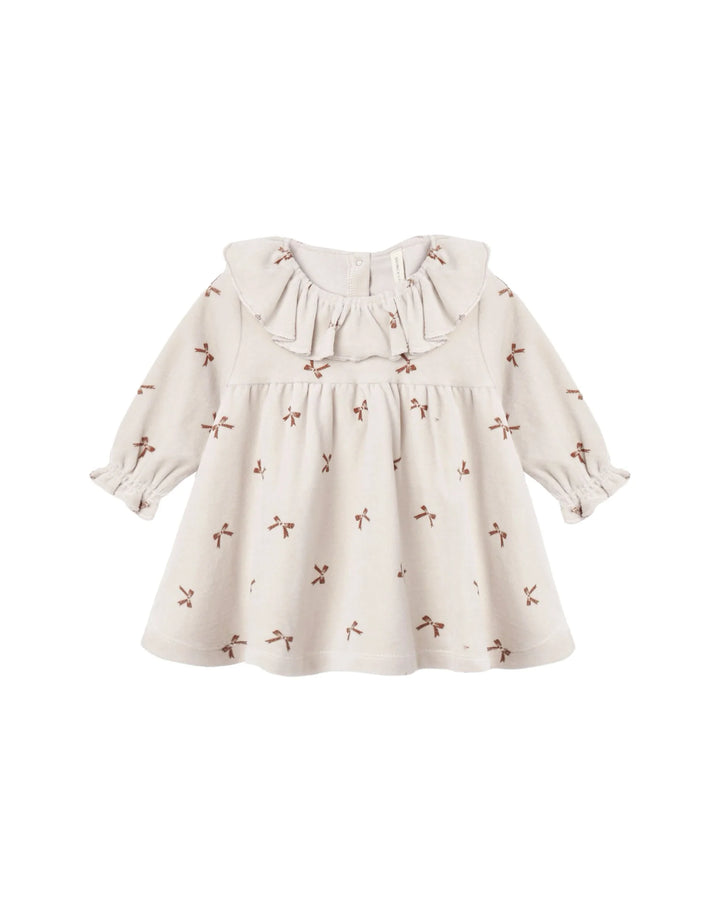 Velour Baby Dress Red Bows