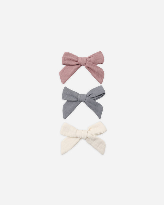 Bow W. Clip, Set Of 3 || Mulberry, Slate, Natural