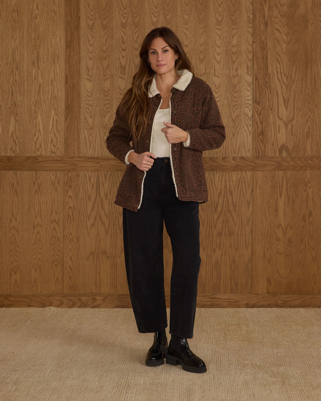 Women's Long Chore Coat/Leopard