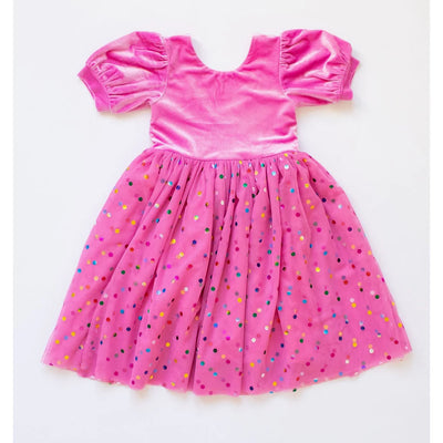 Diana Puff Dress in Bubblegum Confetti