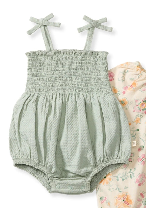 Sage Tie Shoulder Bubble Romper