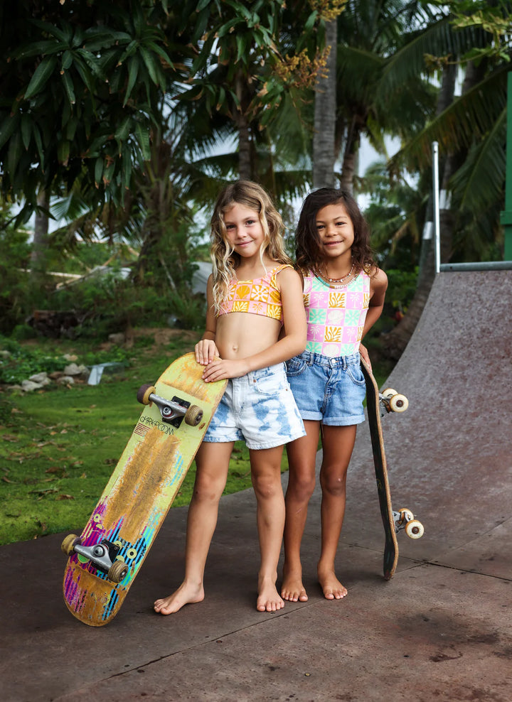 Beach Checks One Piece Swimsuit / Pastel