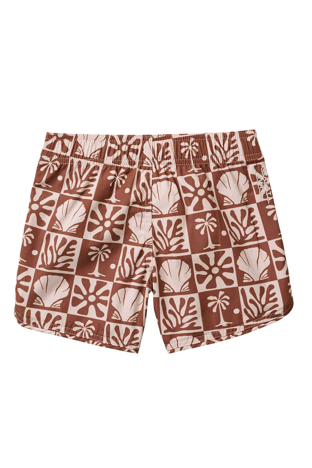 Seaesta Scallop Retro Flare Boardshort / Beach Checks / Coconut