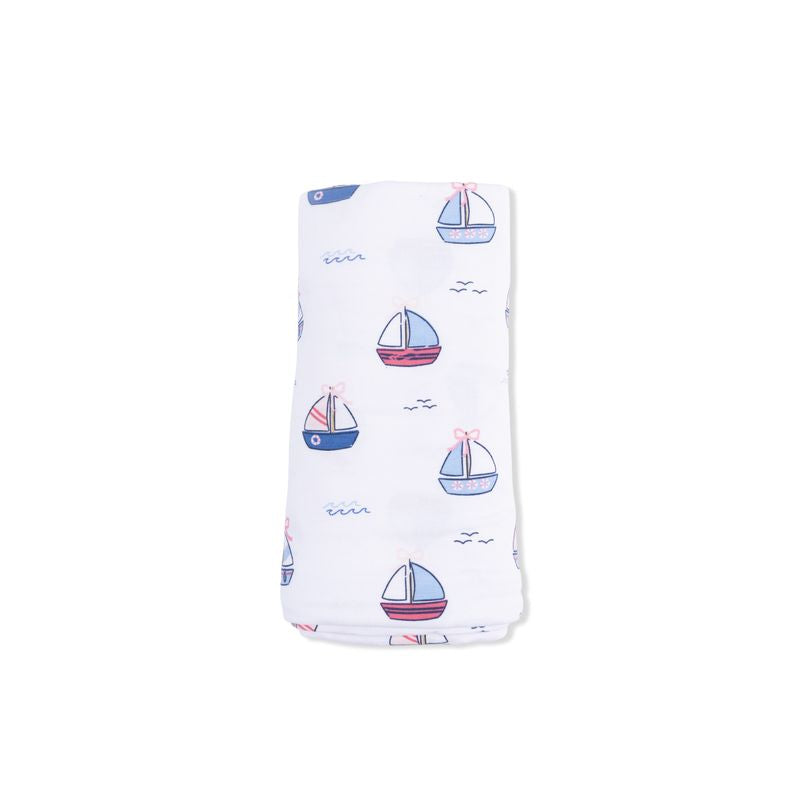 Swaddling Blanket | Bubbly Sailboats pink
