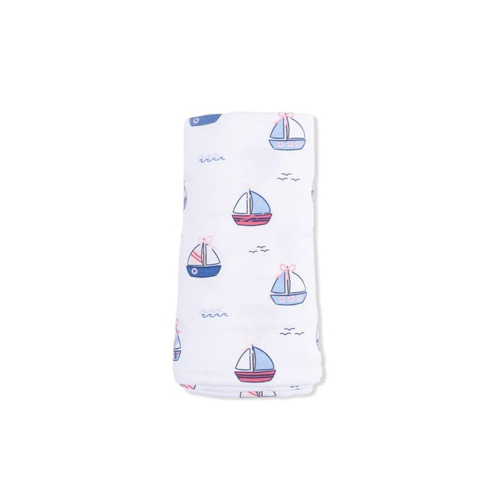 Swaddling Blanket | Bubbly Sailboats pink