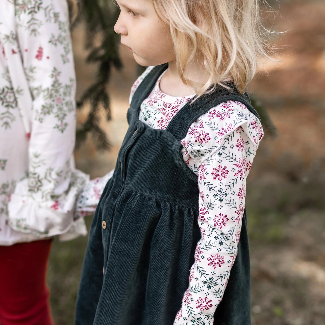 Poinsettia Fair Isle Organic Girl Tee & Dress Set