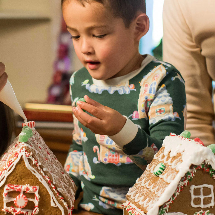 Gingerbread Houses Family Matching Organic Cotton Two-Piece Pajamas