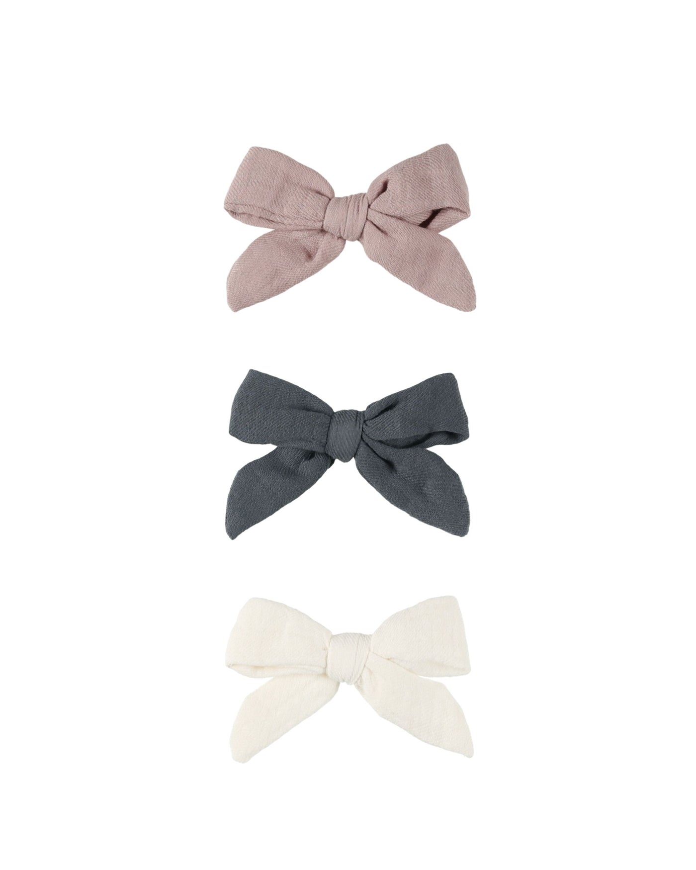 Clip Bow Set of 3 | Indigo, Mauve, Ivory