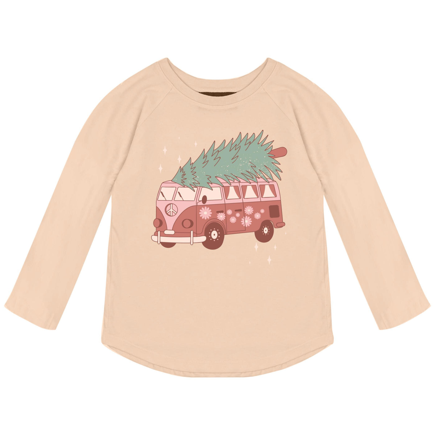 Hippie Christmas Raglan Tee | Faded Pink