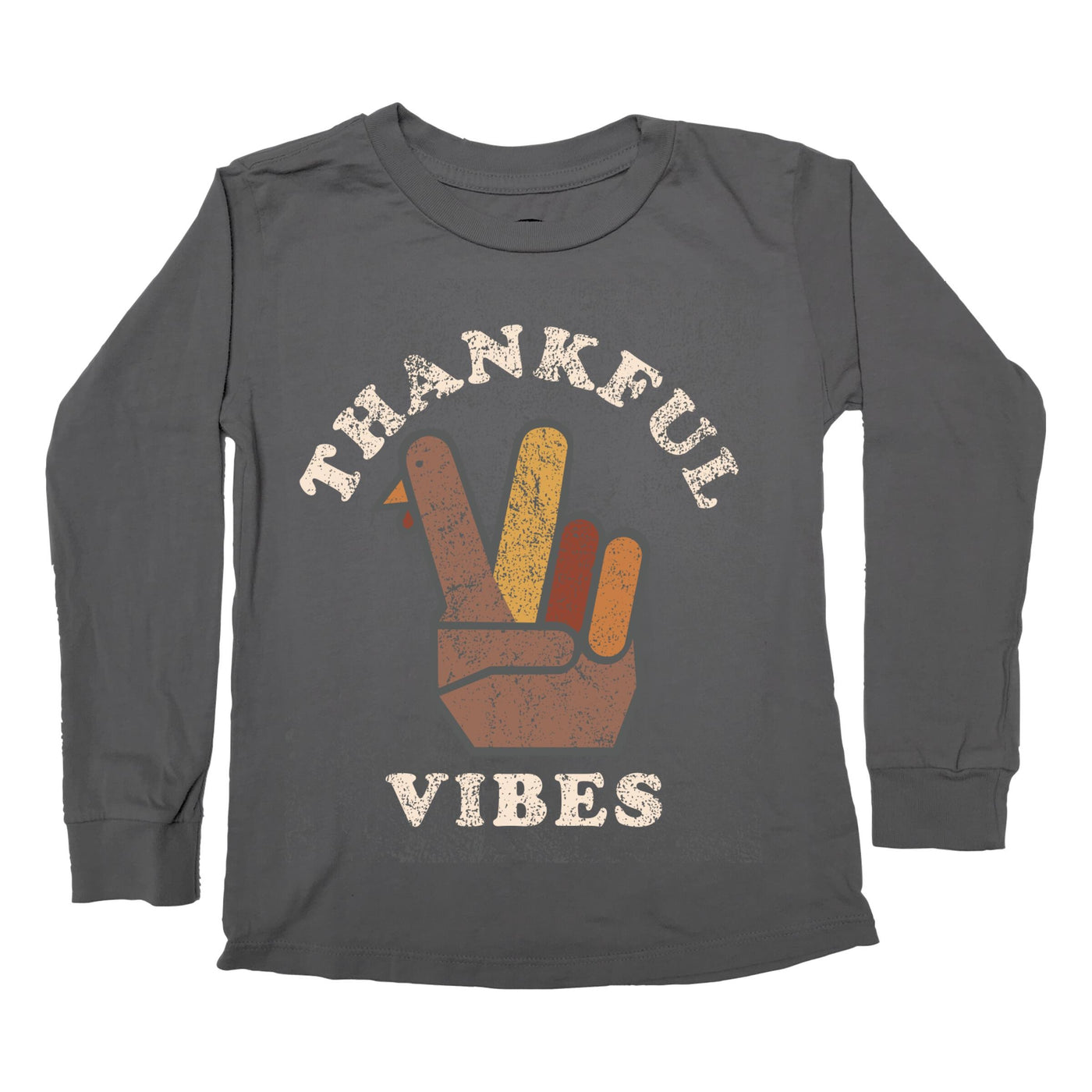 Thankful Vibes LS Tee | Vintage Black