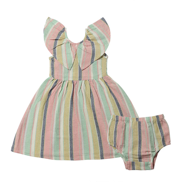 Harper Dress in Aqua Pink Stripe